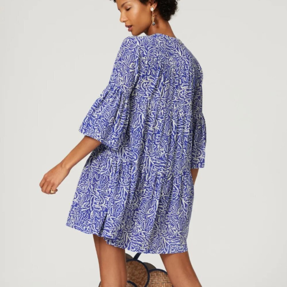 Warm Garden Dress 100% silk in blue - Picture 3 of 8